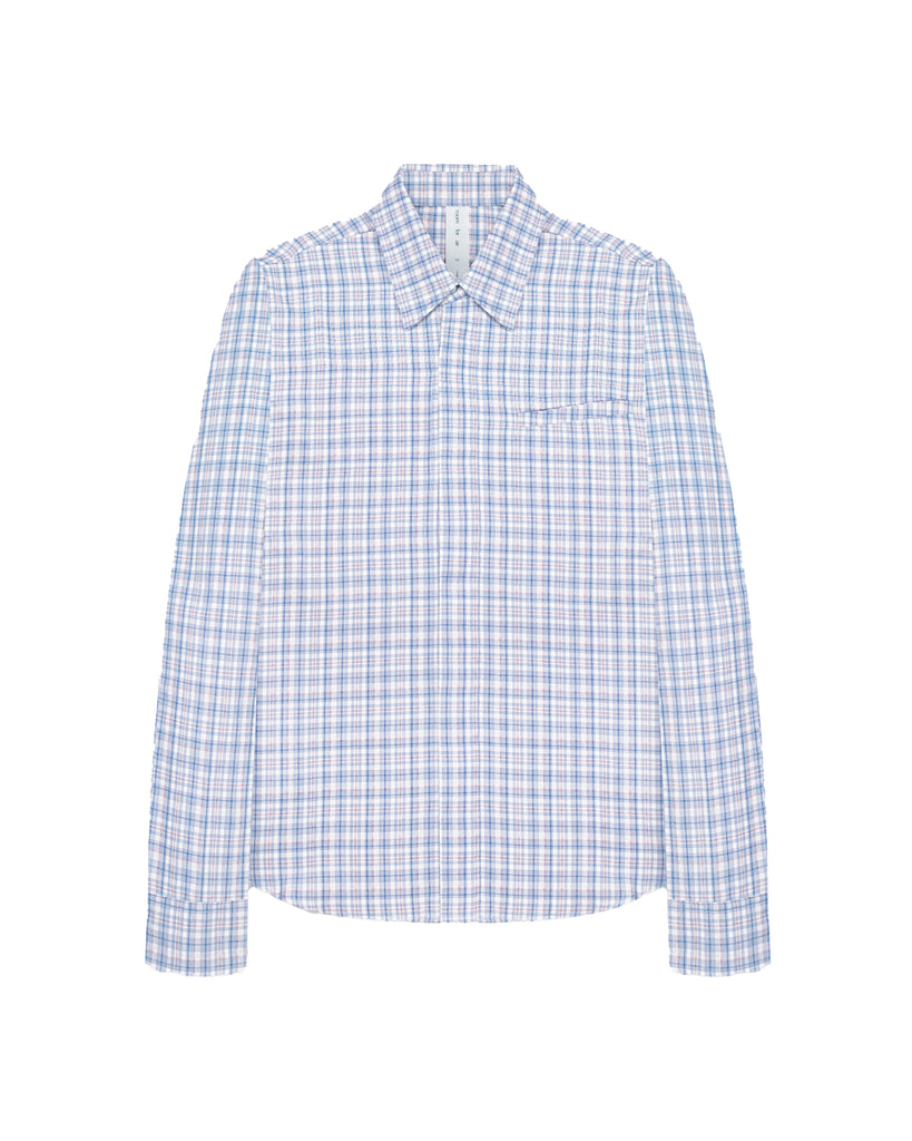 plain check shirt - blue