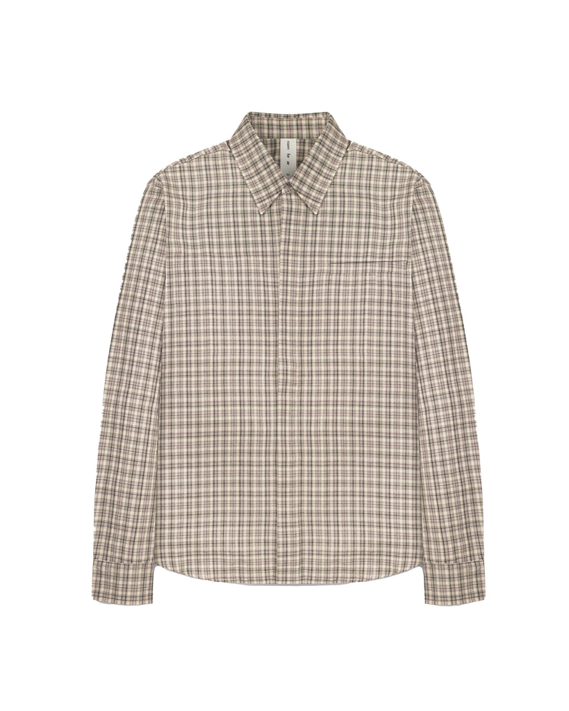 plain check shirt - brown